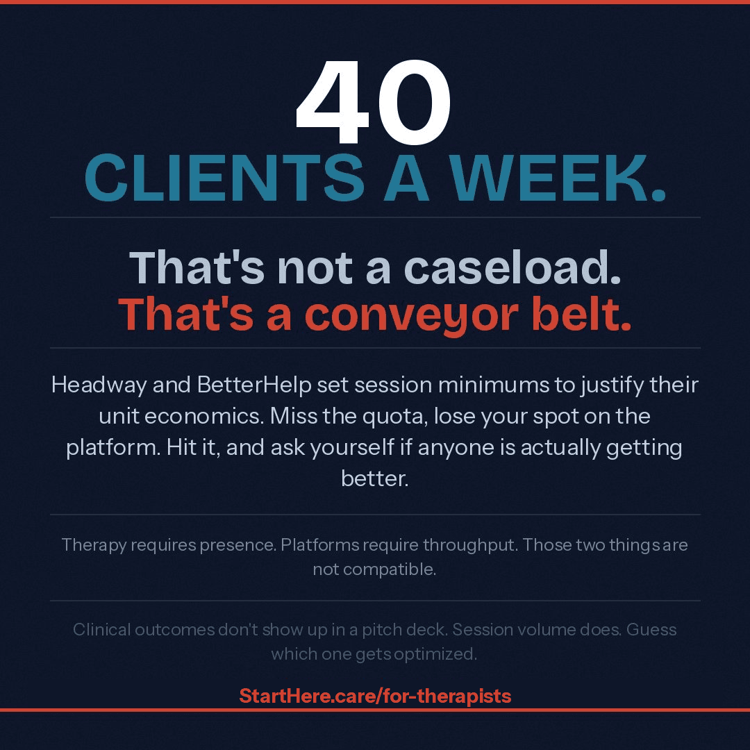 40 clients a week. That's not a caseload. That's a conveyor belt.