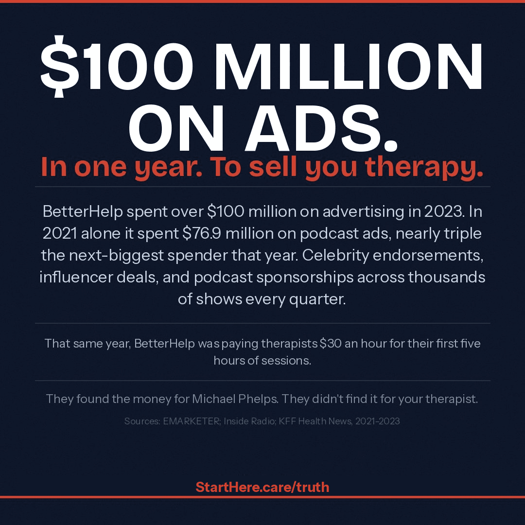 $100 million on ads. In one year. To sell you therapy.