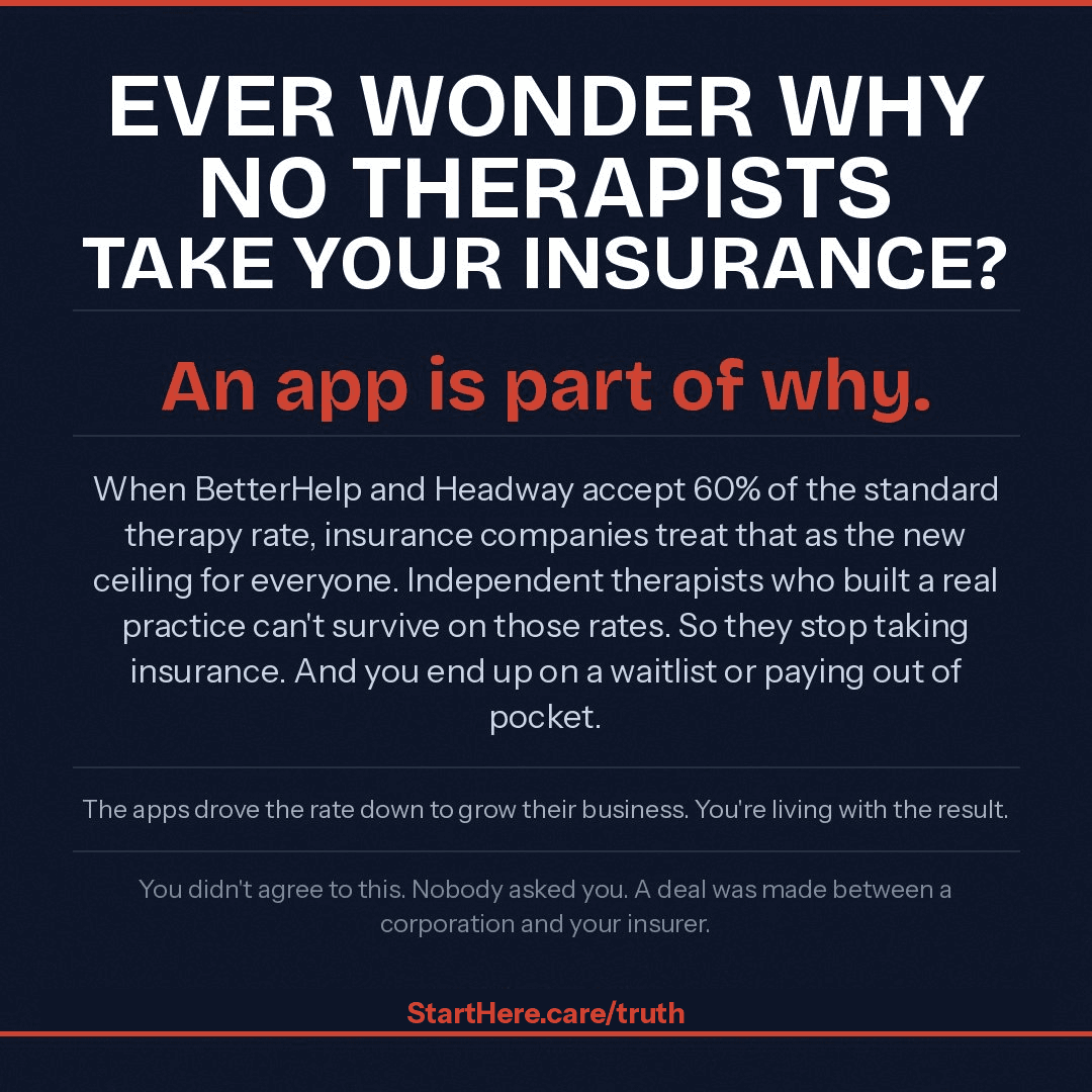 Your insurance pays less for therapy because an app agreed to less first.